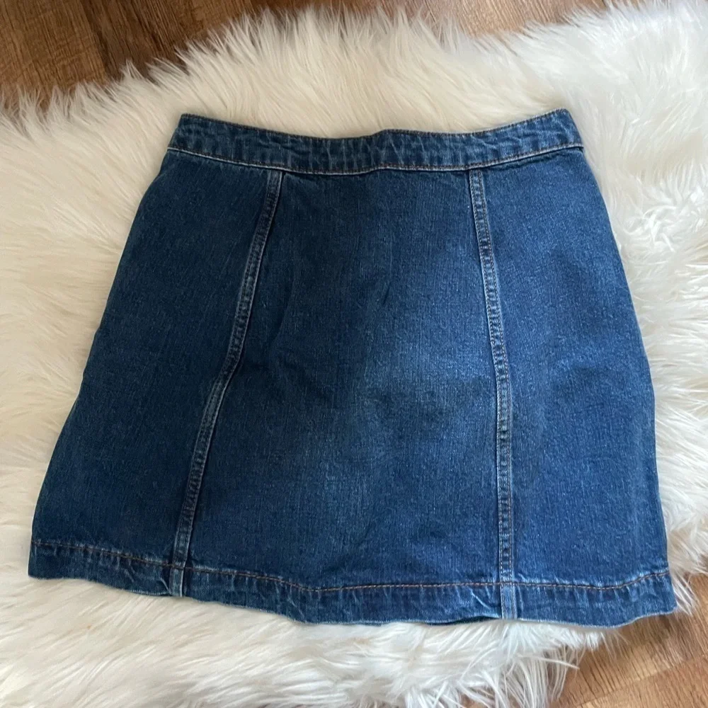 TOPSHOP Button Down Moto Denim Mini Skirt
